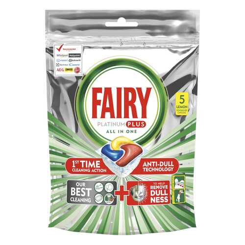 Капсулы Для Посудомоечной Машины Fairy Platinum Plus Все-В-Одном Лимон 5 шт. в Рубль Бум