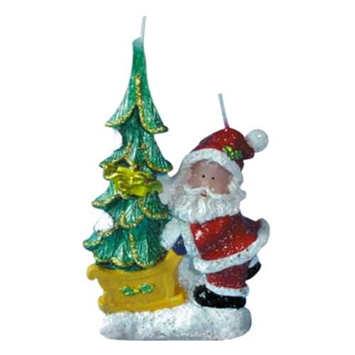 Новогодняя свеча Snowmen Дед Мороз и елочка на санках Е80944 Разноцветный в Рубль Бум