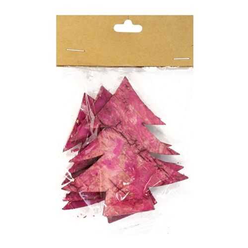 Декоративные элементы из коры дерева Елочки, 10см, 3шт/уп розовый в Рубль Бум