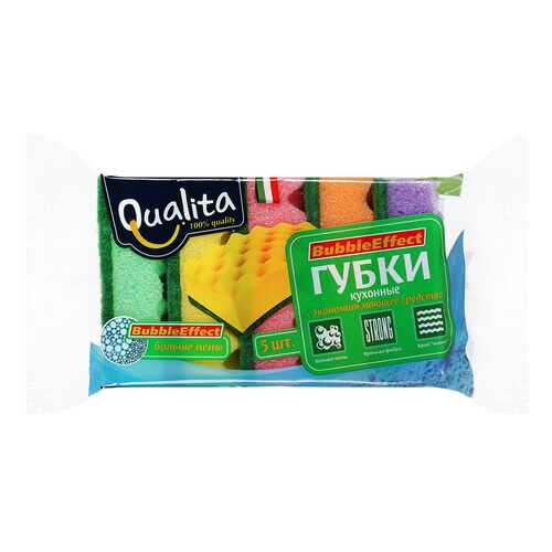 Губки Qualita Bubble effect для посуды 5 шт в Рубль Бум