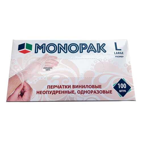 Перчатки виниловые прозрачные Monopak L 100 шт 50 пар в Рубль Бум