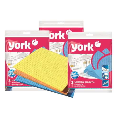 YORK Салфетка ''YORK'' (Губч. клетка) 3 шт (набор из 3 штук) в Рубль Бум