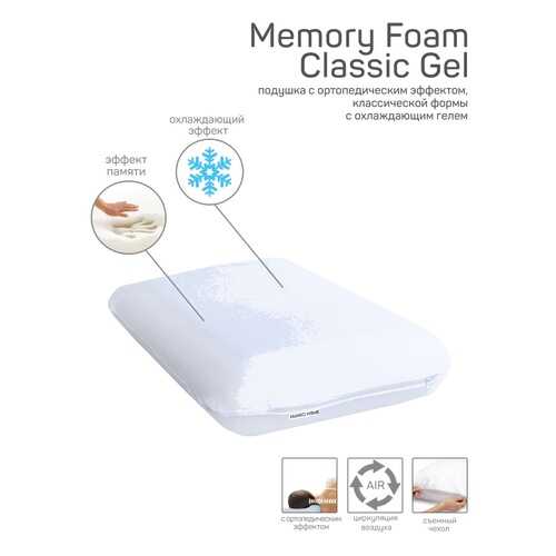 Подушка AMARO HOME Memory Foam Classic Gel 60х40х12 см. в Рубль Бум